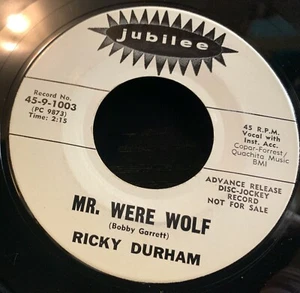 RICKY DURHAM  Mr. Were Wolf / Raining In My Heart Jubilee ‎45-9-1003 VG++ - Picture 1 of 2