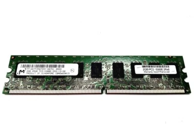 Micron 2GB 2RX8 PC2-5300E-555-13-G0 Memory Module MT18HTF25672AY-667G1 - Image 1 of 3