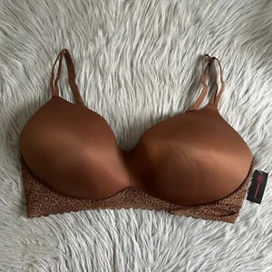 No Boundaries Wireless Lightly Lined Bra Womens Size XXXL Brown Lace Wirefree - Picture 1 of 7