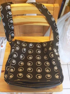 schöne Umhängetasche / Tasche schwarz mit weißen Kreisen und Achten - Bild 1 von 4