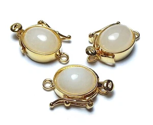 WHITE JADE Gold Vermeil 8x10mm Box Clasp - Picture 1 of 1