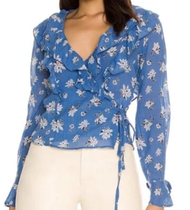 Camicia nuova con etichette Free People taglia small Amanda top con volant combo camicetta manica lunga boho - Foto 1 di 11