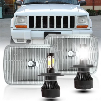 Brightest Pair 7X6" 5X7" LED Headlights Hi/Lo DRL for Jeep Cherokee XJ 1984-2001 - Image 1 of 4
