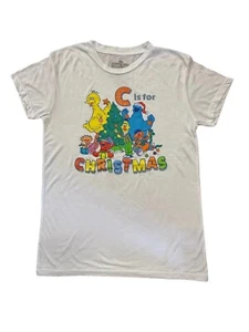Sesame Street "C is for Christmas" Jr/Women's White T-Shirt - NWT - Picture 1 of 3