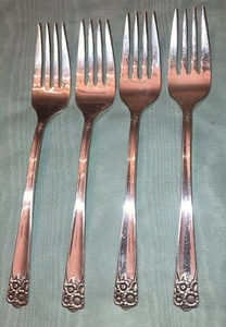 4 Wm Rogers & Son APRIL Silver Plate 1950 Silverware Flatware Salad Forks, EXC - Picture 1 of 5