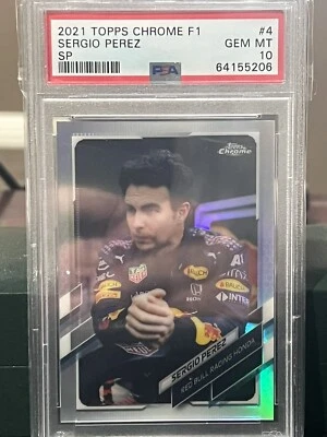 2021 Topps Chrome F1 Formula 1 Sergio Perez #4 SP Variation PSA 10 - Image 1 of 2