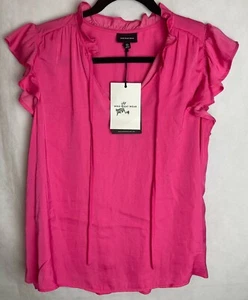 Who What Wear, Magenta Pink, Ruffle Blouse   (XS)     G - Picture 1 of 5