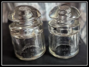 ⚡Groove Is in the Glass! 2 Whitall Tatum One-Groove Insulators, Clear & Blush - Picture 1 of 15