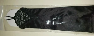 womens NEW NIP long black GLOVES AROUND MIDDLE FINGER BEADS SEQUINS 15 IN LONG - Picture 1 of 1