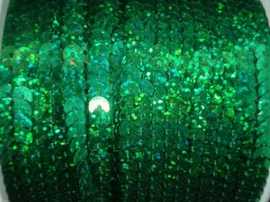 Stranded/String 6mm Flat Laser Sequins 5m Green Embellishment Lazer  - Picture 1 of 1