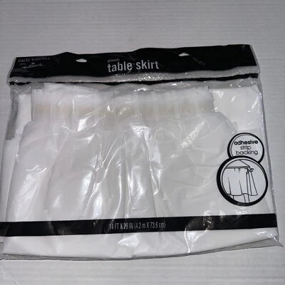 TABLE SKIRT 14' X 29” Pleat Plastic Disposable Waterproof Adhesive Strip Back - Image 1 of 4