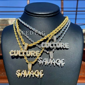 CARTA BURBUJA HELADA BLINGED OUT HIP HOP DORADA PT SAVAGE CULTURE, CADENA DE CUERDA DE 24 - Imagen 1 de 15