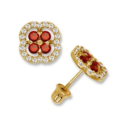 Aretes para mujer de oro amarillo y blanco de 14 quilates con circonita cúbica cuadrados atornillados Foto 1 de 4