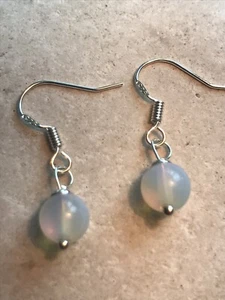 Orecchini pietre preziose opalite bianca argento sterling 925 sacchetto regalo - omaggio P&P - Foto 1 di 3