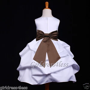White Pageant Formal Wedding Flower Girls Pick Up Dress 6M 12M 18M 2 4 6 8 10 12 - Picture 1 of 24