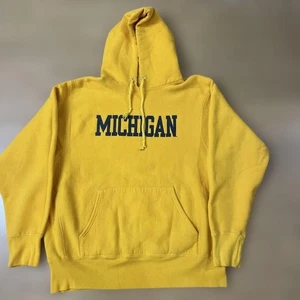 Michigan Yellow Reverse Weave Parka Made in USA M vintage sweat jacket - Picture 1 of 4