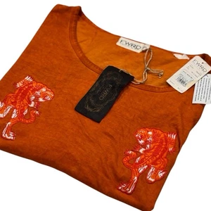 Neu Big & Tall FWRD DENIM & CO. T-Shirt orange Tiger-Patch 6X Baumwolle neu mit Etikett - Bild 1 von 8