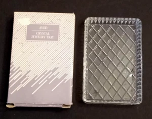 Bandeja de joyería de cristal de plomo completo Avon 24 % plato de baratija 1990 de colección nueva en caja - Imagen 1 de 3