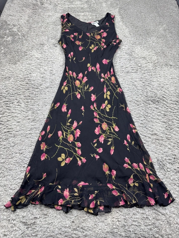 Vestido Robbie Bee Mujer 16 Negro Floral Seda Volantes Babydoll Cachicho Hada Y2K Foto 1 de 4