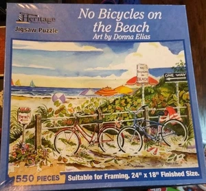 Heritage 550 Piece Puzzle "No Bicycles on the Beach" 24"x18" Complete NC/USA - Picture 1 of 6