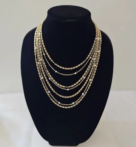 Vintage Goldtone Multi-Strand Faux Pearl Chain Necklace Hook Clasp Estate - Picture 1 of 9