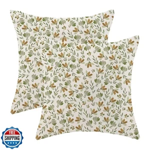 AEIOAE Spring Daisy Floral Pillow Covers 20 x 20 Inch Set of 2, Sage Green Br - Picture 1 of 5