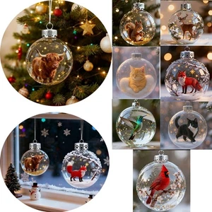 2026 Wildlife Animal 2D Acrylic Ball Christmas Ornaments Xmas Tree Home Decor - Picture 1 of 27