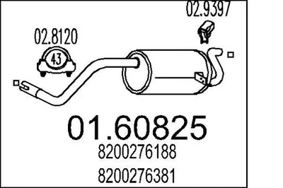 Silenziatore terminale 01.60825 MTS per RENAULT MODUS / GRAND MODUS - Immagine 1 di 4