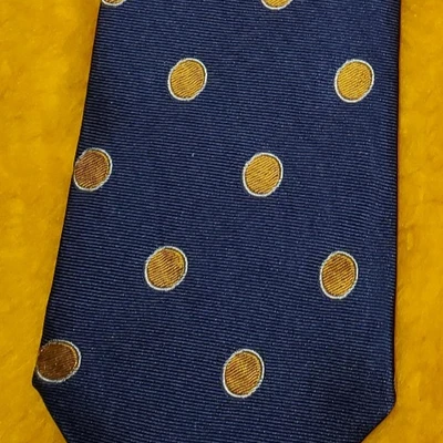 SEAWARD & STEARN ~ CORBATA DE VESTIR DE SEDA PARA HOMBRE ~ AZUL con LUNARES DORADOS ~ 60" Foto 1 de 3