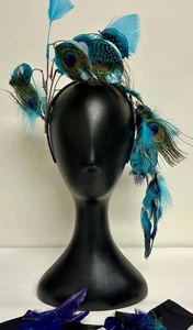 Seltenes Vogel Pfau Stirnband und Handschuhe Set Kostüm  - Bild 1 von 10