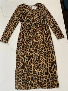 Cotton Emporium Leopard Print Women’s Size Medium Midi Stretch Dress - Picture 1 of 13