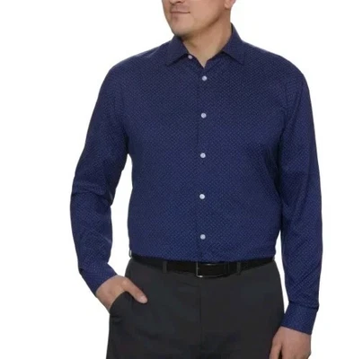 Camisa social Kenneth Cole masculina desempenho secagem rápida, azul, G (16-16.5, 36/37) - Imagem 1 de 4