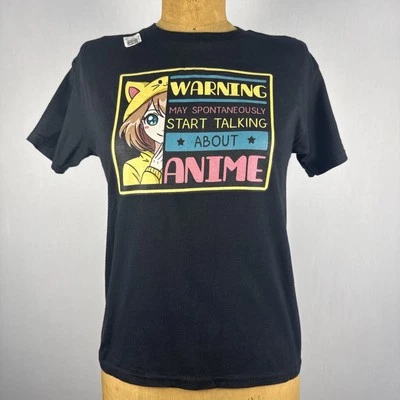 Camiseta Warning May Spontaneamente Começar a Falar Sobre Anime Juventude M 100% Algodão - Imagem 1 de 4