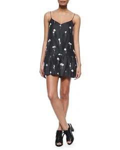 Rag & Bone 100% Silk Dot & Palm Tree Print Dune Short Romper Women's Size 4 - Picture 1 of 9
