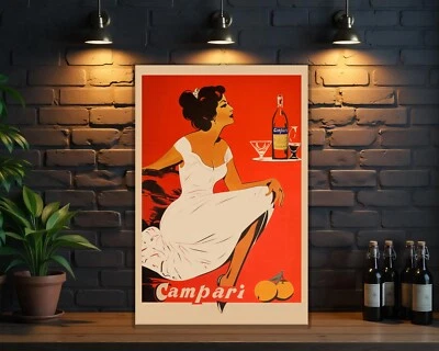 Letrero Campari Dama en Metal Pesado Blanco - Elegante Letrero Retro Italiano de Pared 60x40cm Foto 1 de 4