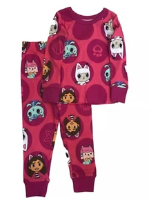 Gabby's Dollhouse Toddler Girls Long Sleeve Pink Cotton Pajamas Sleep Set Sz 3T - Picture 1 of 3