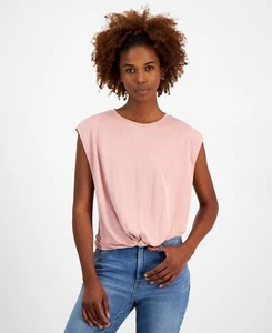 Nautica Jeans Women's Solid Knot-Front Short-Sleeve Tee - Bridal Ros, sz XL - Picture 1 of 7