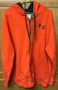 Under Armour Hoodie Mens 2XL Orange Full Zip Loose Sweatshirt - Picture 1 of 3