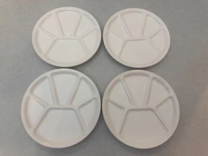 Set (4) - Varages France - 8 1/2" Fondue Vorspeise geteilt Teller - weiß - Bild 1 von 6