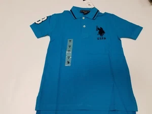 US POLO ASSN BOY'S BIG LOGO POLO SHIRT SHORT SLEEVE SIZE XS 6 YEARS TEAL BLUE - Picture 1 of 10