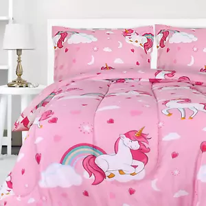 Bedding All Season Unicorn Comforter Set 2 Pillow Cases Machine Washable (Twin) - Picture 1 of 12