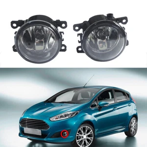 Pair Front Bumper Fog Lamps Lights Clear Lens For Ford Fiesta 2009-2015 - Picture 1 of 6
