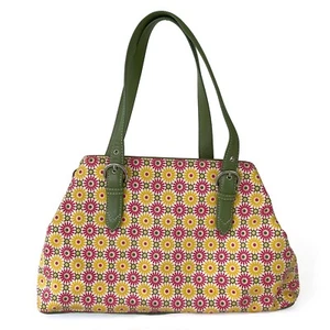 Y2K Vtg Cole Haan Floral Retro Shoulder Bag Leather Trim & Multi-Color Canvas - Picture 1 of 11