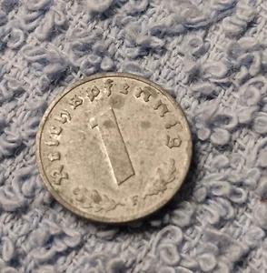 1942 World War 2 1 Reichspfennig~ Germany, Has Flaws , See Photos!! - Picture 1 of 16