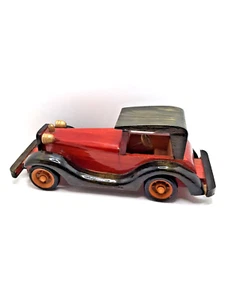 Vintage Wooden Car Oldtimer Toy Collectible 70er Vintage Colored Varnished - Bild 1 von 16