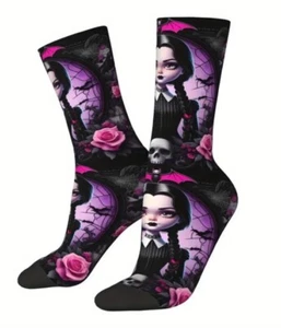 Wednesday Addams Adult Crew Socks One Size Retro T.V Show - Picture 1 of 7