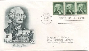 August 26 1954 USPS FDC 1 Cent Washington Stamp Vintage - Picture 1 of 1