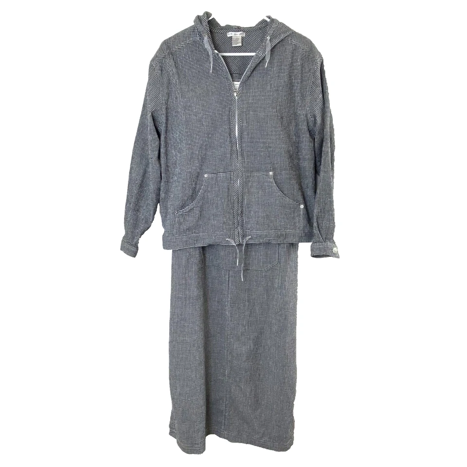 Vintage C.A. Conjunto de vestido y chaqueta deportiva de guinga blanco y negro mediano arte para maestros Foto 1 de 4