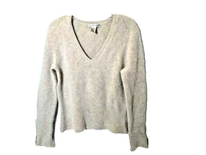 Jillian Jones Petite Woman Angora Lammwolle beige V-Ausschnitt Pullover Größe PM - Bild 1 von 7