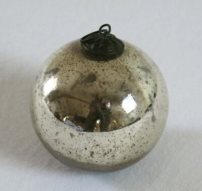 BOULE de NOEL, boule de pardon, mercurisé, eglomisé, ancienne boule Noël . - Photo 1/4